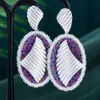 Missvikki magnifique ovale grandes boucles d'oreilles pour femmes de mariage cubique Zircon fiançailles creux fête bijoux pendientes mujer moda 240307