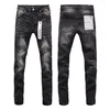 Calças de brim roxas Top Mens Jeans Cinza Escuro Azul Skinny Fit Patch Vintage Distress Rasgado Destruído Stretch Biker Denim Preto Slim Hip Hop Calças Para Homens Jean