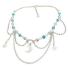Choker Trendy Crystal Beads Charm Necklace Star Moon Imitation Pearl Tassels 40 GB