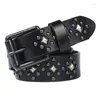 Belts Original Design Personalized Rivet Head Layer Cowhide Belt With Pin Buckle Punk Style Sweet Cool Unisex Genuine