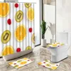 Shower Curtains Lemon Fruit Shower Curtains Kiwi Orange Ice Cube Summer Theme Bathroom Decor Non-Slip Carpet Toilet Cover Bath Floor Mat Sets Y240316