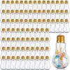 Waterflessen 24Pack Doorzichtige Plastic Gloeilampen Potten 3,38 Oz/100 Ml Vulbare Gloeilampfles Bulk Voor Ambacht met Gouden Deksels Decoratieve Lamp