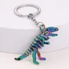 Keychains 1PC Alloy Colorful Skeleton Dinosaur Key Chain Holiday Gift Pendant Car Bag Charm Accessories