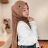 H305 Plain XL size muslim hijab with chin part top quality extra size amira pull on islamic scarf sell headscarf 240301