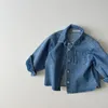 16Y Kids Boys Spring Denim koszule Toddler Solidny kolor Niebieski swobodny kieszonkowy kowbojski kowboj