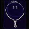 HUAMI rond boucles d'oreilles collier femmes ensembles de Bijoux mariée gland pendentif AAA Zircon perle chaîne cadeau pour petite amie Bijoux 240228