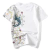 Sommer Mode Marke Chinesischen Karpfen Ethnischen Stil Stickerei Personalisierte Lose Größe Kurzarm T-shirt männer Reine Baumwolle