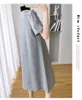 Summer Pregnant Women Dresses Maternity Lapel Dress Pregnancy Solid Color Loose Knee A Skirt Female Girls Casual Clothes 240309