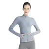 Actieve shirts LUlogo Dames Yoga Sportjack met lange mouwen Nylon Slanke stretch Rits Hardlopen Fitness Top met lange mouwen Sneldrogend