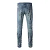 24ss Nieuwe Designer Jeans Trend Merk Mode Broek Gradiënt High Street Trendy Merk Gespikkelde Inkt Verf Elastische Voeten Jeans