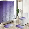 Rideaux de douche Rideau de douche goutte d'eau créatif dégradé de couleur art vert violet jaune rouge conception tapis antidérapant couverture de toilette ensemble de tapis de sol Y240316