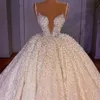Wspaniała suknia balowa suknia ślubna 2024 PUFTY Tiul koronkowy kryształ kryształowe perły długie formalne luksusowa suknia panny młodej na zamówienie vestidos de novias