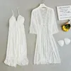 Mulheres sleepwear mulheres cetim nightyrobe conjunto 2 pcs chemise malha renda robe quimono loungewear estilo princesa homedress lazer camisola