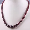 Chains Natural Garnet Graduated Round Beads Necklace 17 Inch Jewelry For Gift F190336h