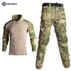 Tactical T-shirts Long pants military uniform set mens American CP camouflage breathable multi cam black suit combat suit tactical hunting set 240426