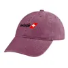 Berets Swiss International Airlines (czarny tekst) kowbojowy kapelusz golf zużyta plażowa torba męska