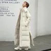 Trenchs de femmes manteaux x-long manteau décontracté dames lâche solide veste d'hiver femmes à capuche col montant plus taille épais coton rembourré parkas