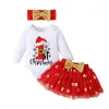 Dresses Ma Baby 018M 1st Christmas Newborn Infant Baby Girl Clothes Set Long Sleeve Romper Bow Dot Skirts Outfits Xmas Clothing D01