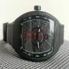 メンズ品質45mm腕時計v 45 Sc dt nrブラックカーボンファイバーダイヤルヴァンガードPVDオートマチックメンズウォッチラバーストラップGents ET2956