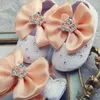 First Walkers Dollbling designed baby shoes for small child apricot flower bow crown diamond jewelry girl baby shoes baton 240315