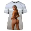 Kvinnors badkläder topp 3D-tryck sexig modell strand bikini män t-shirts baddräkt skönhet flicka t shirt kvinnor tees sommar havet gudinna big plus sizec24315