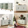 أثاث غرفة الطعام 48 خزانة لهجة مع 4 أبواب و Shees Modern Credenza Storage Gold Trim Buffet Green Green for Living Kitchen Dro OTA3A