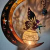 Dekorativa figurer Fairy Wind Spinner LED Solar Light Metal Chimes Hanging Decoration Garden Restaurant Balkong Home Decor Ornament Gift