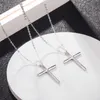 Designer Populära Tiffay och Co Womens halsband med Diamond S925 Sterling Silver Cross Pendant CLAVICLE Kedja