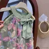 Set di abbigliamento Vestito estivo per ragazze per bambini 2023 Nuovi vestiti per bambini Ragazza per bambini senza maniche Bowknot Abiti da principessa a fiori 3D