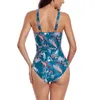 Damskie stroje kąpielowe jednoczęściowe tankowiski kobiety bez ramiączek letni body kwiatowy nadruk sznurka pływacka kostium kąpielowa kąpiel