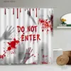 Shower Curtains Horror Handprint Shower Curtains Red Blood Silhouette Creative Halloween Bath Curtain Modern Cloth Bathroom Decor Set With Hooks Y240316