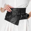 Fashion wide belt sheepskin casual waistband women's decorative shirt coat skirt belt black 240315