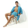 Men's Sleepwear Couple Bathrobe For Men Solid Color Thin Sexy Short Sleeved Simple Loose And Women's Large Lace Up Pajamas