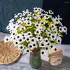 Fleurs décoratives 25 pièces de 3 fourchettes branche de fleur de marguerite en soie artificielle pour la maison centres de table arrangement décoration blanc noir