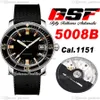 Fifty Fathoms Barakuda Re-Edición A1151 Reloj automático para hombre GSF 5008B-1130-B52A Esfera negra Correa de caucho Super Edición Puretime C3284U