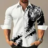 Mäns casual skjortor mens lapel skjorta knapp lyxparty casual party tiger örn hd mönster pläd ränder mode sport bekväm mjuk topc24315