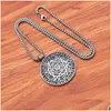 Pendentif Colliers Vintage Astrologie Disque Bijoux Hommes David Star Gravé Disque Collier En Acier Inoxydable Chaîne Carrée Kpop Drop Livrer Dhpyf