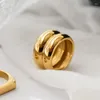 Pierścień Ozdoby projektantów projektantów projektantów Dome Chunky dla kobiet gładkie złoto plamowane stalowe palec palec wodoodporne Wodoodporne prezenty biżuterii 537 576