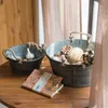 Declutter and Decorate Round Bucket Planter Charming Farmhouse Retro Rope Round Tray for Displaying Floral Arrangements 240311