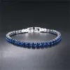 bracelet necklace mossanite Femmes Bracelet Hommes Bleu Émeraude Rose Zircon Cubique Hiphop Sier Plaqué Or Bijoux Diamant Une Rangée Hip Hop 4Mm Cristal
