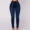 Jeans femininos cintura alta mulheres skinny denim calças elásticas duplo breasted slim fit calças streetwear lápis lavado baggy