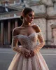 Gracieful Off the Shoulder Wedding Dress Sparkly Sequins Pearls Dress for Bride Luxury A-Line Long Bridal Gown Robe de Mariee