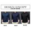 Men's Casual Shirts BROWON Spring and Autumn T Shirt Men Turn-down Collar Solid Color Striped Long Sle Design Mens T-shirt Casual Slim Long TopsC24315