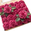 Dekorativa blommor Party Supplies Presentlåda med konstgjorda rosor 50 bröllopsdekoration brithday fru flickvän wediding för gäster