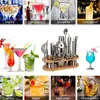 23-teiliges Cocktail-Shaker-Set, Barkeeper-Set mit ovalem Bambusständer, abnehmbare Hausbar-Werkzeuge aus Edelstahl, perfektes Geschenk 240306