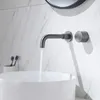 Rubinetti per lavandino del bagno Rubinetto di lusso di alta qualità Pistola in ottone grigio Rubinetto per lavabo a parete con acqua fredda 1 maniglia alta