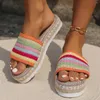 Slippers Dames Luxe Decor Weave Ontwerp Platte Dames Boheemse Vakantie Casual Slides Platform Strand Damesschoenen