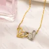 Collier pendentif à breloque chic de créateur bracelet en or pour femme avec lettre imprimée bijoux de mariage de luxe en acier inoxydable plaqué or 18 carats cadeau d'amour idéal anniversaire de mariage