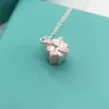 Designer tiffay and co S925 Sterling Silver minority womens gift Necklace light luxury simple design sense enamel pendant clavicle chain