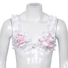 BRAS MÄNS SISSY SATIN Underkläder Unline Bh Top Frilly Ruffled Wire-Free Nightwear Spaghetti Stems Justerbara gay sexiga klubbkläder